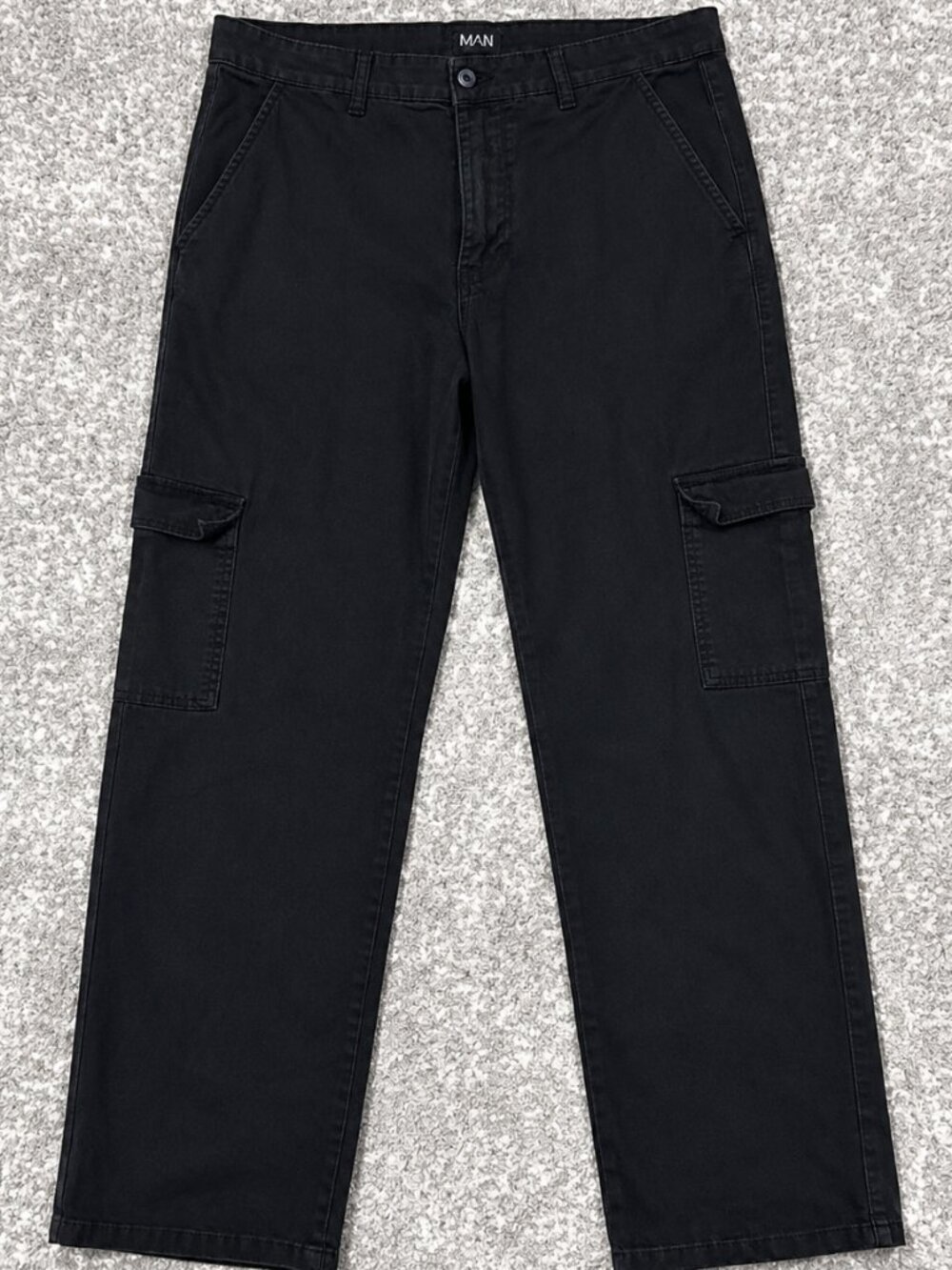 BoohooMAN Black Cargo Pants | Relaxed Straight Leg Utility Trousers